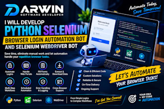 develop python selenium browser login automation bot and selenium webdriver bot