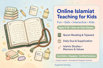 teach online islamiat to kids, duas kalimas and namaz