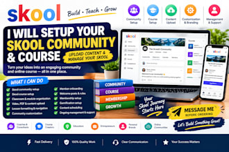 setup skool community skool course upload content and manage skool community