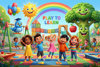 create colorful illustrations for children educational books and stories