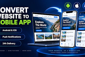 convert responsive website to android and ios mobile app with push notification