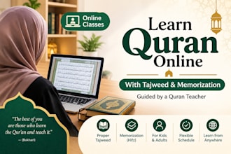offer online teaching with tajweed and memorization by a quran