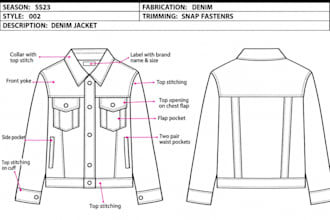 design streetwear tech pack for denim jeans, cargo pants, joggers for production