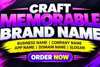craft memorable business name, brand identity, domain name, company name, slogan