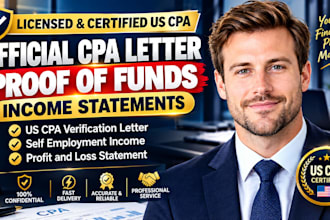 draft official US CPA letter, profit and loss statement, business verification