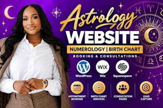 design wordpress astrology website, wix numerology birth chart astrology booking