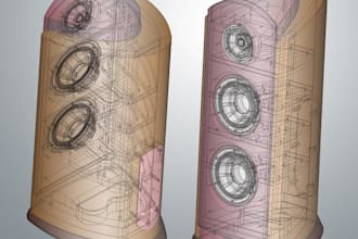 custom speaker 3d cad enclosures, subwoofer boxes, amplifier fitment and cabinet