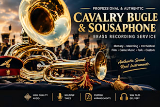 record cavalry bugle, sousaphone and authentic military brass parts