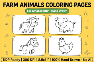 create cute kdp kids coloring book pages and cover for amazon