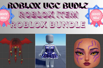 custom roblox avatar, character model, and roblox ugc assets, roblox ugc bundle