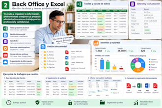 do back office, data entry, excel and administrative tasks