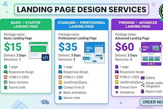 create a responsive HTML CSS landing page
