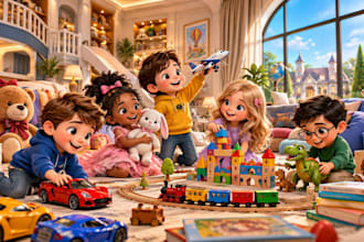do 3d children book illustration, picture book, children storybook illustration