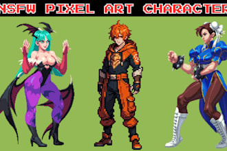 draw nsfw pixel art character retro fighter game pixel animation fakemon sprite