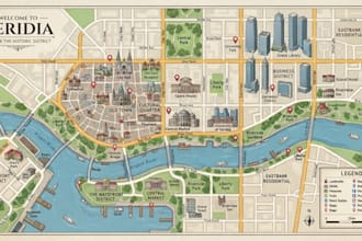 design illustrated city map, tourist, travel, destination and visitor guide map