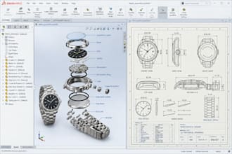 do 2d technical drawing and 3d cad modeling for wristwatch