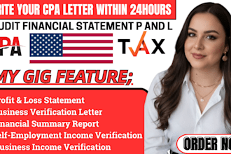 1hr write us cpa letter income verification audit financial statement p and l
