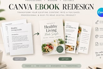 redesign your canva ebook, PDF guide, workbook and ebook formatting