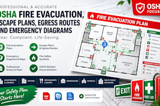 design osha fire evacuation, escape routes, egress plan and emergency diagrams