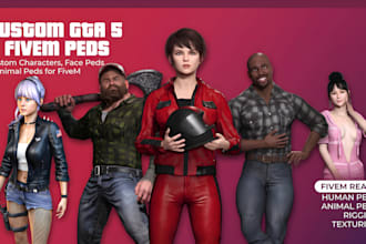 design custom gta 5 fivem peds, face peds, animal peds, gta v clothing
