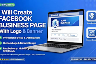 create and setup facebook business page with logo and banner