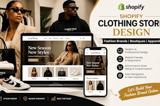 design a professional shopify clothing store for fashion brands and boutiques