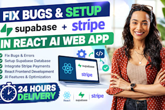 fix bugs setup supabase and stripe in react ai web app