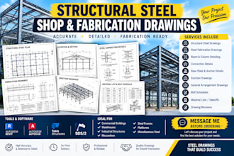 create steel shop drawings and structural steel fabrication drawings