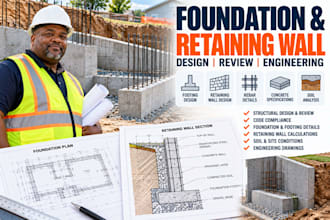 foundation retaining wall design review footing soil rebar concrete engineering