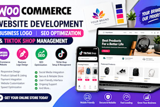 setup woocommerce business logo seo optimization development tiktok shop manager