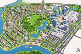 create master plan map, site development map and urban planning illustration