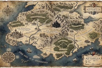 create a detailed fantasy world map for your novel, game or fictional world
