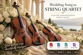 create a custom string quartet arrangement of your wedding song with sheet music