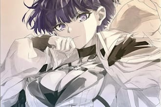 draw moe anime character, fanart, oc in my art style sfw