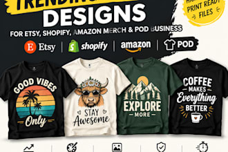 create trending t shirt designs for etsy shopify amazon merch pod business