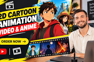 create 2d cartoon character animation video and anime short film for youtube