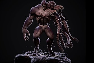 sculpt 3d moster,creature character,hard surface model,rig3d humanoid,retopology