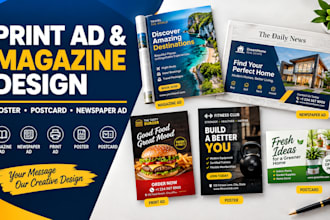 create an attractive newspaper, magazine, print ad, poster or postcard
