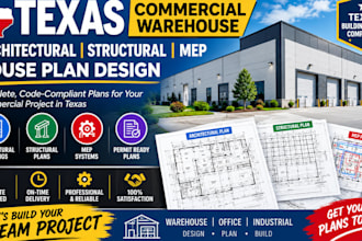 design texas commercial warehouse architectural structural and mep plans