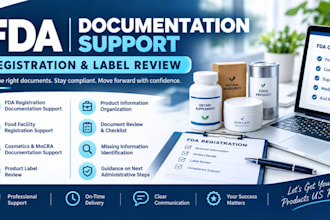 assist with fda registration documents and product label
