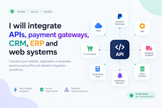 integrate API, payment gateways CRM and business systems
