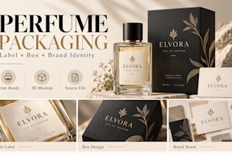 design luxury perfume packaging, logo, label, perfume branding , brand identity