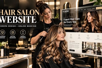 design a modern hair salon website with online booking