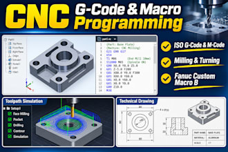 write custom cnc g code and macro programs for milling or turning