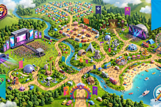 create event map, festival map, venue map  and event guide illustration