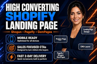 design high converting shopify landing page with shogun, pagefly and gempages