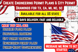 create engineering permit plans and city permit drawings for tx, ca, mi, nc, sc