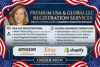 form US llc formation and ein for amazon, etsy and shopify business