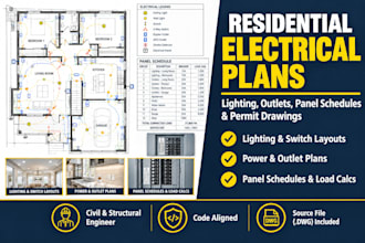 create residential electrical plans lighting outlets panel schedule