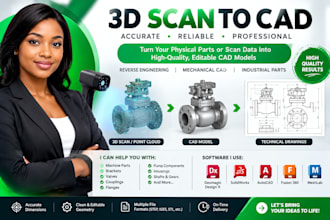 do 3d scan to cad for machine parts, brackets, valves, couplings and flanges